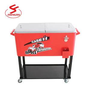 Glacière à glace de patio en métal 80QT, chariot à boissons, boîte <span class=keywords><strong>sur</strong></span> roulettes - Product Image 4