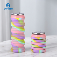 Bouteille d'eau pliable en silicone sans BPA, de qualité alimentaire, légère, anti-fuite, réutilisable pour les voyages en plein air