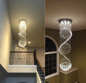 Lustre en cristal finition or E26 LED 3500K blanc chaud, long cylindrique, hauteur réglable, intensité variable, pour salon - Product Image 4