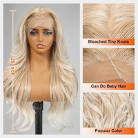 Perruque en cheveux humains vierges européens, blonds avec mèches, ultra-lisses, 13x4HD, frontale transparente, sans colle, ondulations dégradées, vietnamien 10-38