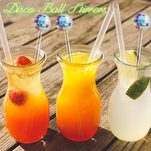 Pengaduk koktail bola cermin disko buatan tangan warna-warni pengaduk plastik <span class=keywords><strong>Cocktail</strong></span> bola disko kustom pengaduk kopi untuk peralatan Bar - Product Image 4