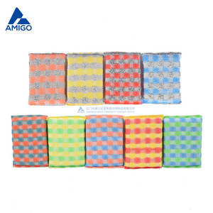 Brosse de nettoyage de cuisine en fil de fer et éponge jacquard en filament PP, orange, rouge, jaune, bleu, vert, 10g - Product Image 3