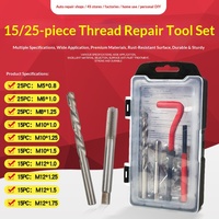 Kit de réparation de filetage automobile avec tarauds et filières pour trous filetés de bougies d'allumage - Outil de filetage 15/25 pièces