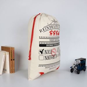 Bolsa de Regalo Navideña de Lona de Alta Calidad, Bolsa de Papá Noel con Cordón para Nochebuena - Product Image 3