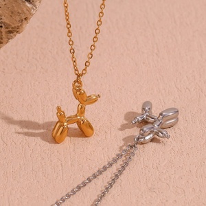 เครื่องประดับสั่งทำสุดน่ารัก สร้อยคอจี้รูปสุนัขเคลือบทอง 18K สร้อยคอสแตนเลสสำหรับผู้หญิง - Product Image 3