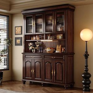 North American Black Walnut Wood <b>Sideboard</b> Solid Wood Retro Style Large Living Room Cabinet Storage Wall Mounted Home Furniture - Product Image 1