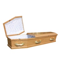Ataúdes funerarios ensamblados de estilo europeo, suministro de fábrica, ataúd satinado de madera maciza profesional de alta calidad