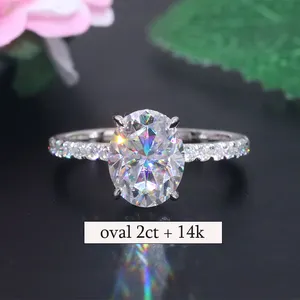 Yingma 14K oro sólido joyería anillos de boda moissanite anillo 18K oro/9K/plata elegante 2ct moissanite anillo de compromiso para mujeres