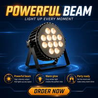 Projecteur de scène plat à LED 12*18W RGBWA+UV 6-en-1, ultra-plat, avec Powercon, pour DJ, mariage, stroboscope, DMX512, IP2, compatible variateur de lumière - Vente chaude