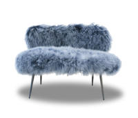 Fauteuil lounge moderne blanc capitonné en velours de peau de mouton, accoudoirs en tissu de laine, base en métal pour appartement, hôtel, loisirs en plein air, accent