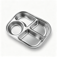 Vajilla Moderna de Alta Calidad, Platos Compartimentados para Comedor Escolar, Bandeja de Comida Rápida de Acero Inoxidable SUS 304
