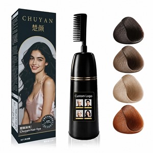 Crème colorante capillaire à base d'extraits végétaux, noire intense, facile à utiliser pour femmes et hommes, avec applicateur peigne, prix usine, longue tenue - Product Image 1