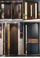 Porte de sécurité en aluminium et acier inoxydable, style moderne, coupe-vent, isolante thermiquement, ignifuge, pour entrée extérieure