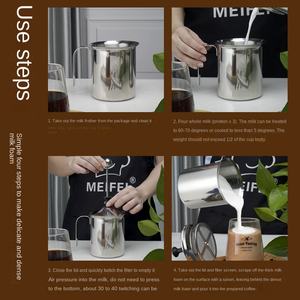 Distributeur de crème fouettée <span class=keywords><strong>manuel</strong></span> en acier inoxydable 304, mousseur à lait pour café et cappuccino, mousseur à lait - Product Image 4