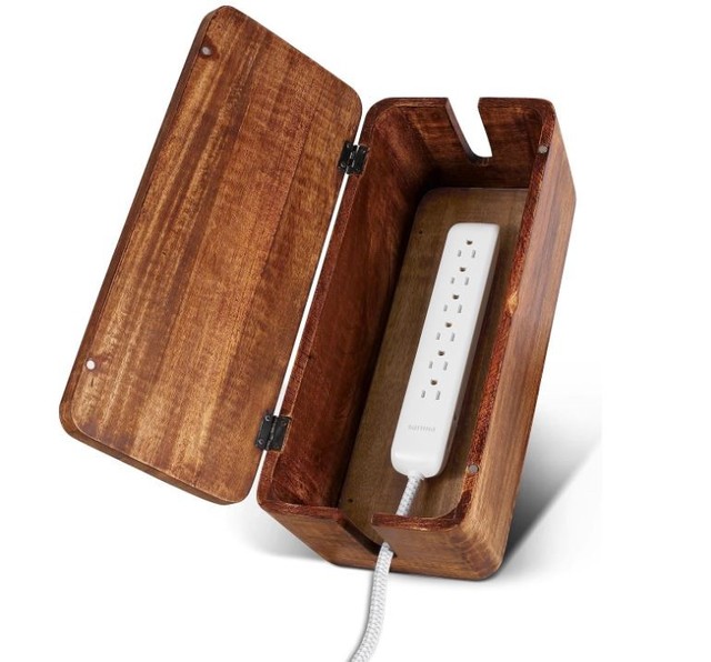 Custom Large Wooden Cable Management Box Cable Organizer Box Power Strip Box for Electrical Cord Desk Cord Hider Wire Storage