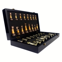 Échiquier pliable portable de 16,5 pouces, motif marbre luxueux, écologique, durable, artisanal, boîte à échecs