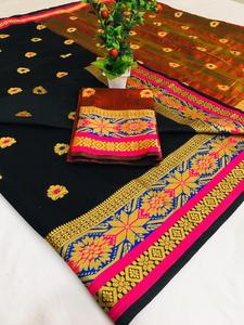 Nueva tendencia Look Party Wear Banarsi Seda Saree con blusa Pieza Mujeres indias Wear Sari Barato Precio bajo Venta al por mayor Surat Alphanumero - Product Image 6