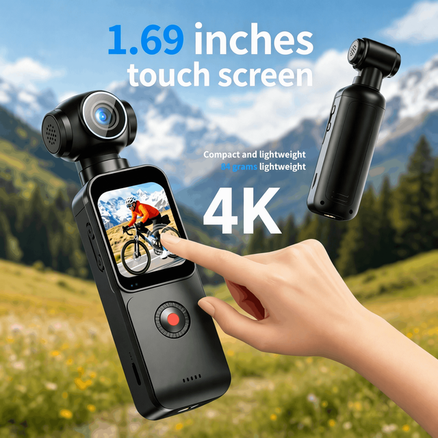 Touch Screen Pocket Gimbal Camera WiFi Multi-function 5K 270 Degree Support Face Tracking Function Pocket Action Camera OEM/ODM