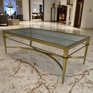Elegante Gouden Stalen Cocktailtafel Met Glazen Top Elegant Koffiemeubilair Voor Woonkamermeubilair - Product Image 5