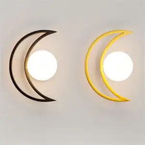 Contemporary Simple Creative Fashion Design Moon Guard iron G9 LED Light Decorative Gold Wall Lamp Moon Shape iron