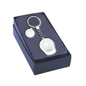 Llavero de Metal Blanco con Forma de Casco, Accesorio Metálico Elegante de 40 mm de Diámetro - Product Image 2