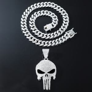 Gran oferta, collar de acero inoxidable de moda callejera de Hip Hop para hombre, colgante de Calavera, Zirconia, <span class=keywords><strong>cadena</strong></span> cubana grande, chapado al vacío para regalo - Product Image 4