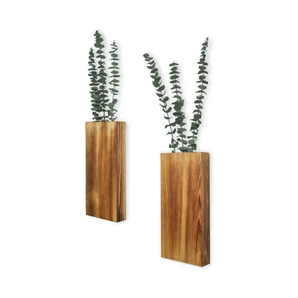 Vaso de madeira para plantadores de parede decorativos, flores secas artificiais, suporte para plantas de interior, artesanato em madeira