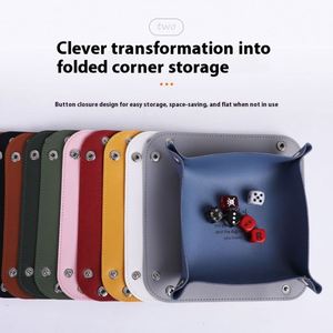 Minimalist Eco-friendly Modern Dice Leather <b>Key</b> Storage Box Foldable Four-Corner Hidden Buckle Tray Thickened PU - Product Image 4