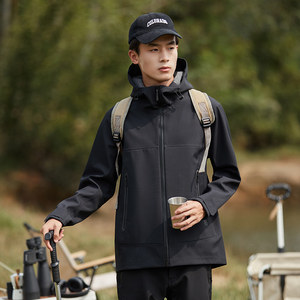 Chaqueta Softshell Impermeable y Cortavientos para Hombre, de Manga Larga, Transpirable, con Capucha, para Senderismo y Camping - Product Image 4