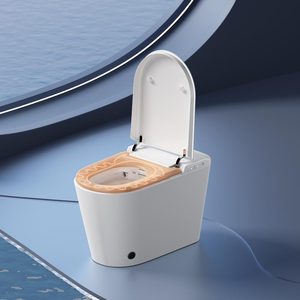 WC intelligent monobloc en céramique MWD Factory avec télécommande, ensemble WC moderne, chasse d'eau par siphon, siphon en P, siège chauffant, fonctionnement automatique S - Product Image 6