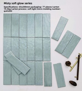 Carreaux rectangulaires en porcelaine verte contemporaine faits à la main, antidérapants, 65*200 mm, cuisine, salle de bain, café, comptoir de bar, parc, extérieur - Product Image 5