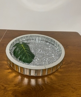 Plateau de luxe miroir pour organisateur de bijoux, plateau de vanité rond en cristal avec miroir intégré