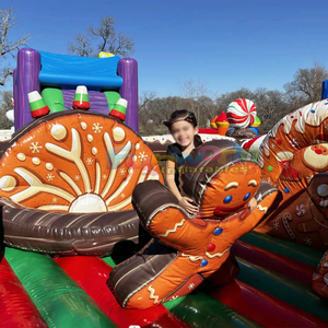 Parque infantil navideño con castillo inflable y tobogán para niños, parque de juegos inflable con temática de jengibre. - Product Image 5