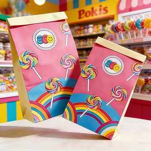 Custom Candy Cookie Chocolate Packaging <b>Bag</b> Yellow Polka Dot Gingham Sweet Treat Storage Pouch for Candy Shop/Kids Party Favors - Product Image 4