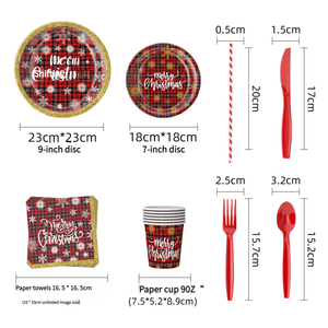 مجموعة تزيين سطح المكتب لحفلات عيد الميلاد من شركة تصنيع المعدات الأصلية تصميم ندفة الثلج باللون الأحمر والأسود متقلب - Product Image 2