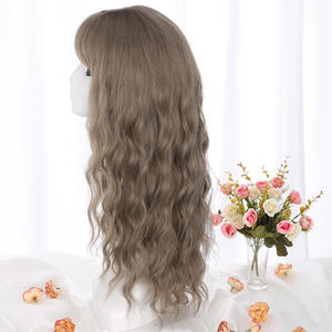 Venta caliente peluca para mujer encaje frontal rizado aire flequillo trenza diadema fibra sintética Pelo Largo rizado - Product Image 2