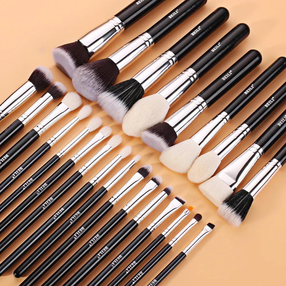 BEILI Black 25 pcs brushes makep sets kit high end unbrand wholesale makeup brushes liquid foundation loose powder eye brushes
