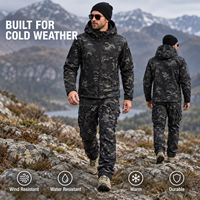 Ensemble veste et pantalon tactique softshell pour homme, doublure polaire, camouflage, hiver, randonnée, chasse, résistant à l'eau, en stock