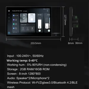 Pannello Touch Smart Home Tuya 8 Pollici con Display IPS Full HD, Hub ZigBee, Telecomando IR, Interruttore a 2 Vie, Controllo Tende, Compatibile con Alexa/Google Home - Product Image 2