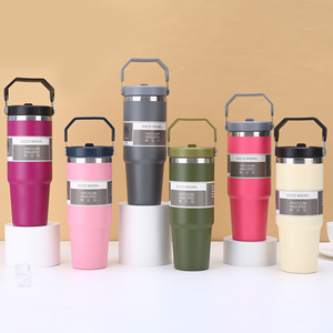 30oz Tumbler Insulated Water Bottle Stanleyyem Steel Vacuum Cup Insulated Travel <strong>Flask</strong> <strong>with</strong> Handle Leakproof Flip <strong>Straw</strong> Tumbler - Product Image 6