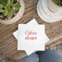 Serviettes en papier 2 plis imprimées en pâte de bois vierge certifiées FSC, pliées en 4, personnalisables avec logo sur mesure pour café