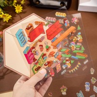Autocollants Diorama 3D Micro-échelle en PET – Adorables et Créatifs pour la Création de Scènes, Parfaits pour les Projets DIY des Filles et les Mini-Maisons