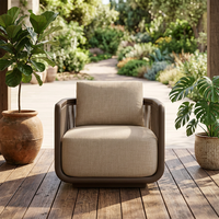 Meubles de jardin modernes en matériaux mixtes, fauteuil pivotant avec structure en aluminium durable pour l'extérieur