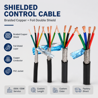 Cable de Control Blindado RVVP de 2/3/4/5/6/8/10/30 Núcleos, 0.2, 0.3, 0.5 mm², Cable de Cobre Puro con Aislamiento de PVC, 16A, 0.6kV