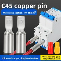 Bloc de bornes de disjoncteur en cuivre rouge de qualité supérieure C45, haute conductivité, avec broche et prise DTD, et connecteur à oreille de fil à bec de canard