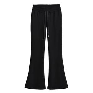 Pantalon de jogging décontracté pour femme, coupe mi-haute, jambe évasée, hiver, respirant, doux, large, jambe droite, polaire, uni, teinture unie - Product Image 5