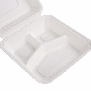Sinh Thái compostable vỏ sò lấy đi hộp đựng thức ăn 3 ngăn dùng một lần phân hủy sinh học mía bã mía Hộp Ăn Trưa - Product Image 4