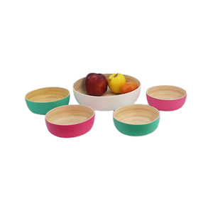 Viet Nam Natural Living Salade artisanale Bol en bambou peint en bambou Artisanat - Product Image 1