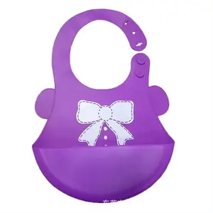 Low Moq Household Waterproof Infant Weaning Bpa Free Logo Custom Silicone Holder Bib