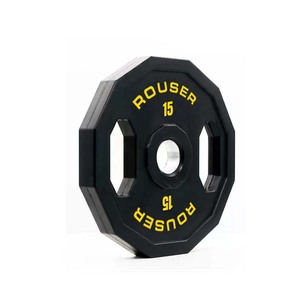 Rouser Fitness Custom Black Bumper Gym Polyurethane 1.25KG-20KG <strong>Weight</strong> Plates PU Urethane Hand Grip Steel Material KG/LB Display - Product Image 3